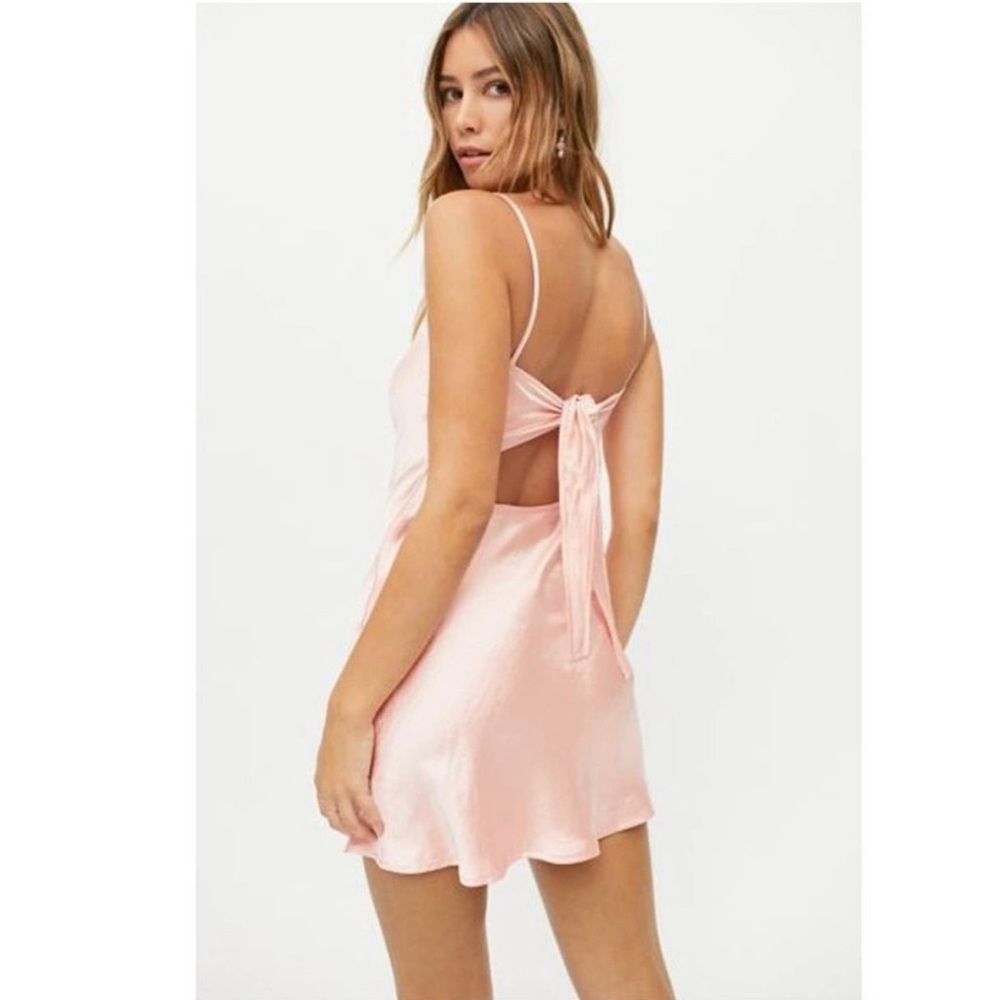 NWT Motel Satin Pink Tie-Back Mini Dress Size XS